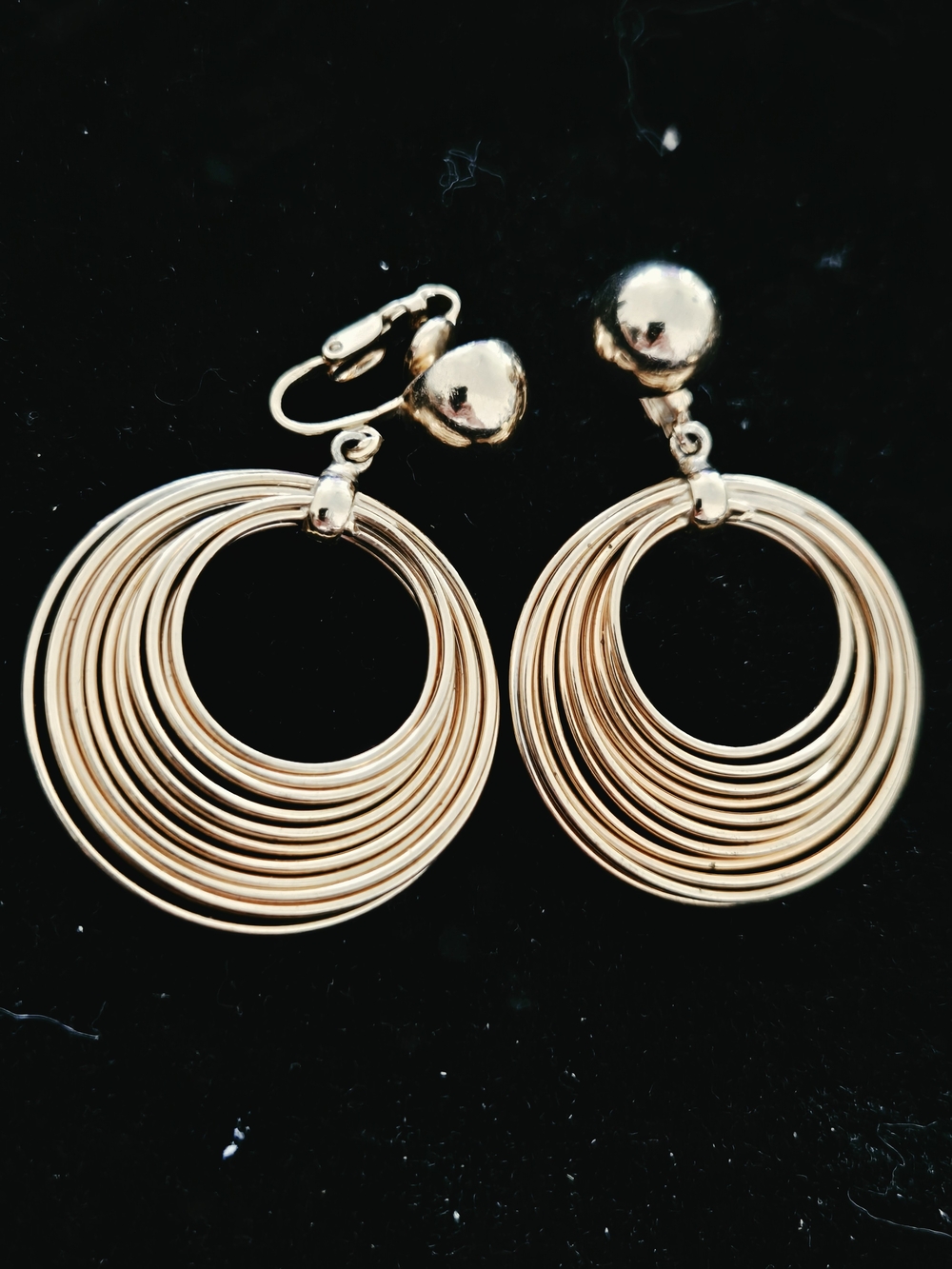 Vintage Napier Gold Multi-Hoop Drop Earrings - Classic Women's Jewelry